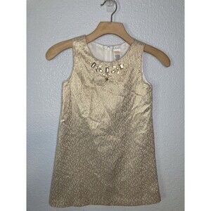 Gymboree Girls Size 7 Holiday Christmas Dress Gold Metallic Jeweled Lined